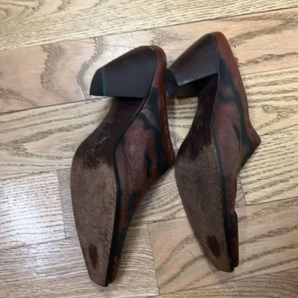 CHARLIE 1 HORSE LEATHER SLIP ON MULE BRAZILIAN WESTERN SHOES SZ 9B - Picture 2 of 5